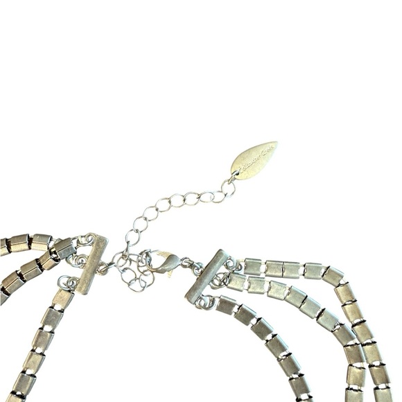 Coldwater Creek Silver and Gold Rectangular Link Necklace - Picture 3 of 6